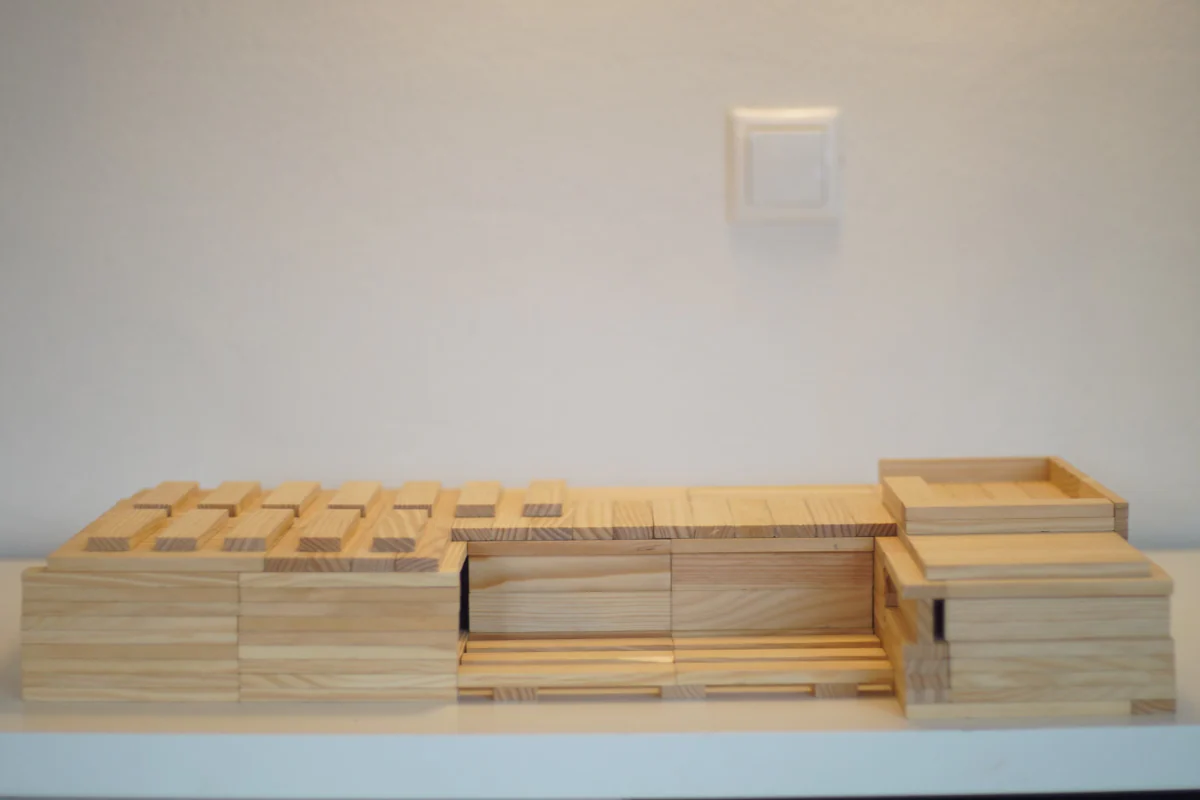 Timber stick model, front