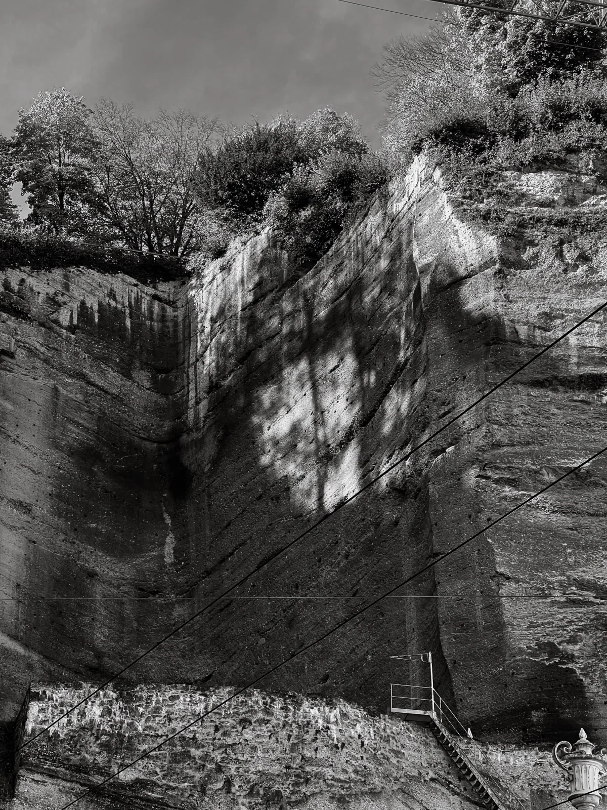 Quarry wall in black and white