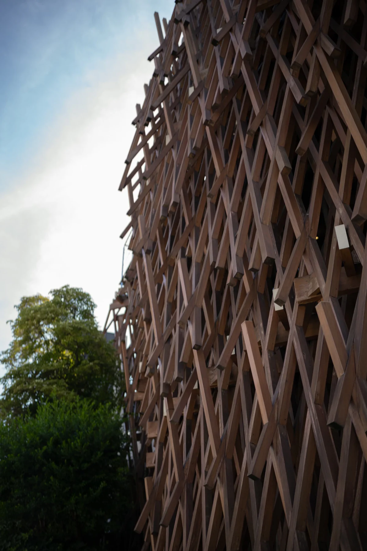 Timber lattice facade