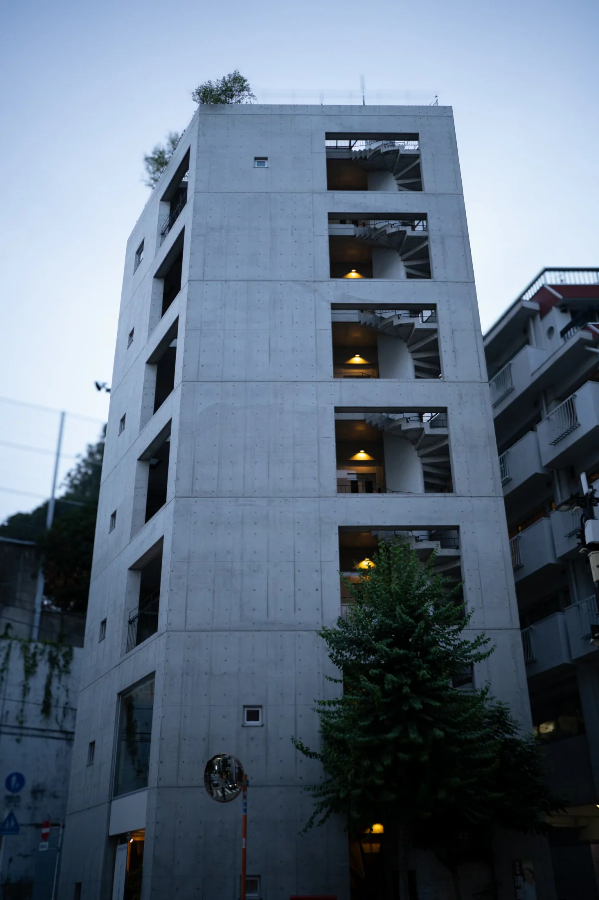 White apartment block