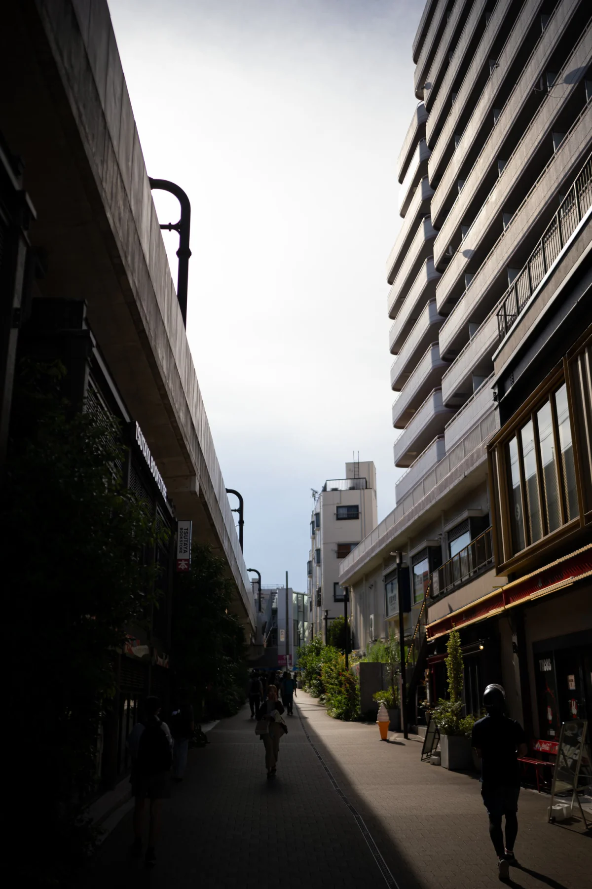 Street canyon in shadow